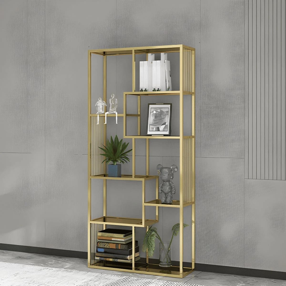 KC-0231 Modern Metal MDF Raflı Kitaplık, 7 Raflı